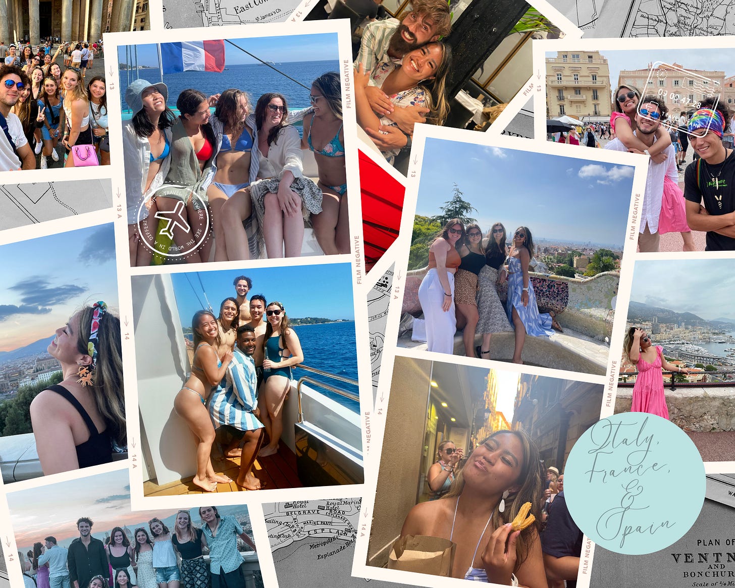 A photo collage of Joelle and her fellow travelers on their EF Ultimate Break trip to Italy, France, and Spain