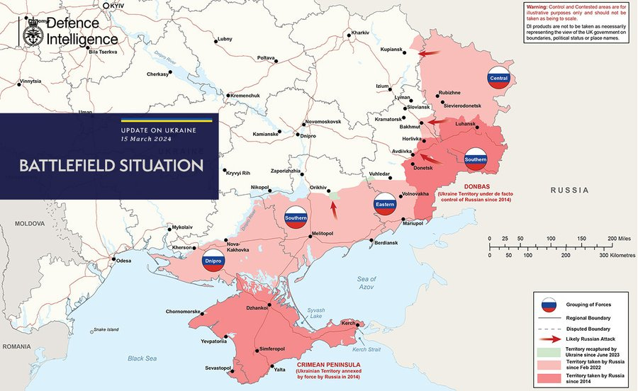 Defence Intelligence Battlefield Situation Map 15/03/24