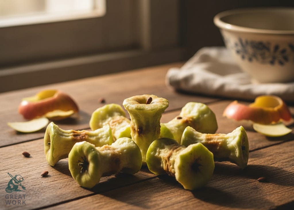 Seven apple cores. Sorry.