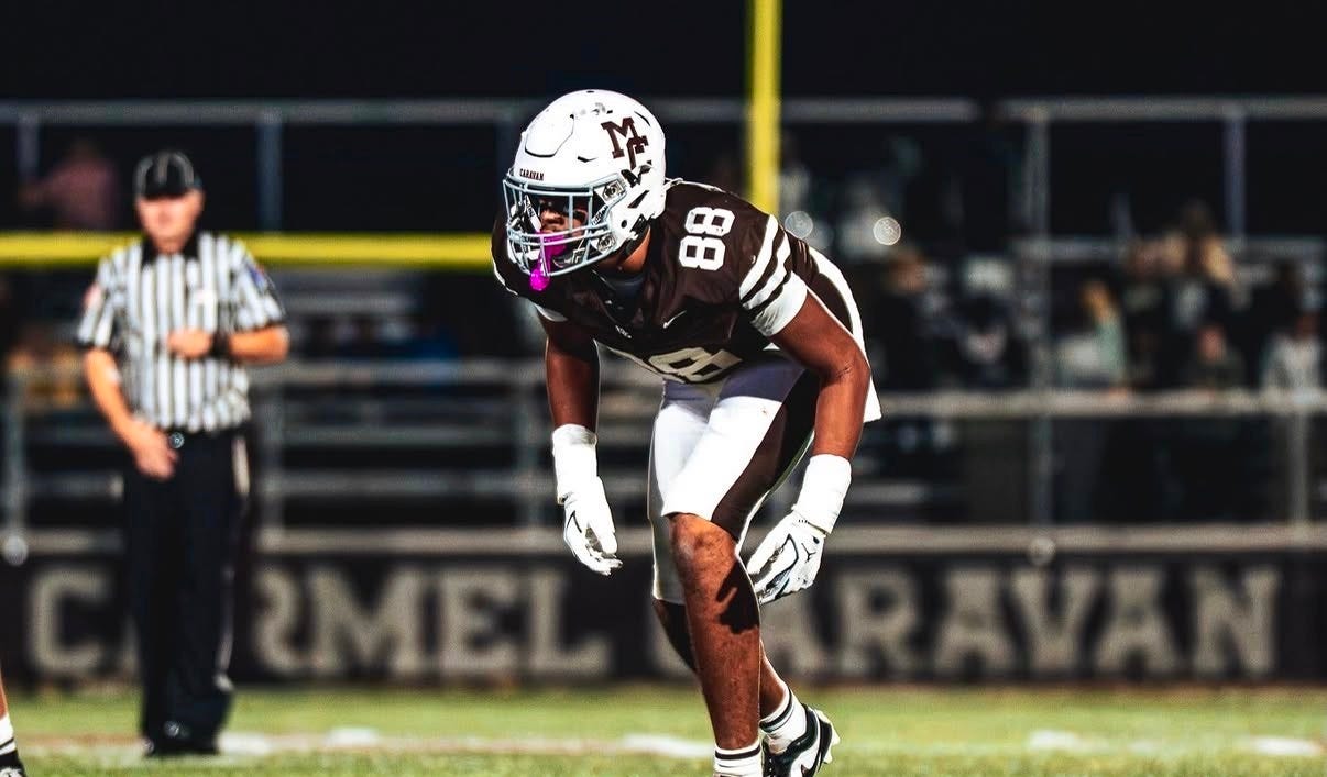 Darin Graham lines up on defense for Mount Carmel. Darin Graham lines up on defense for Mount Carmel.