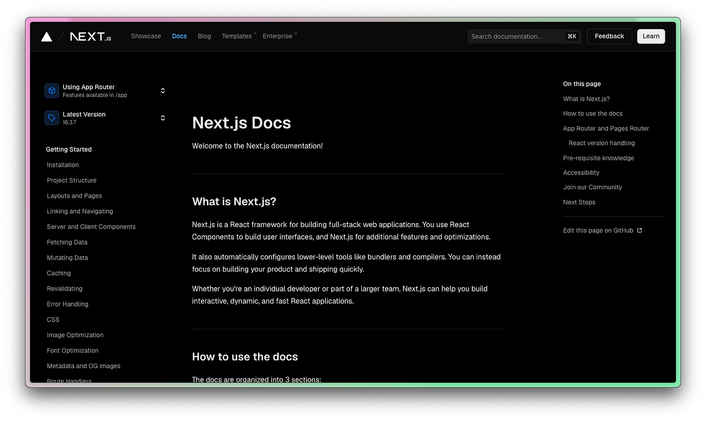 Screenshot of the Next.js Docs page, showing "What is Next.js"? Screenshot of the Next.js Docs page, showing "What is Next.js"?