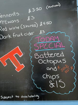 32 Battered octopus and chips 32 Battered octopus and chips