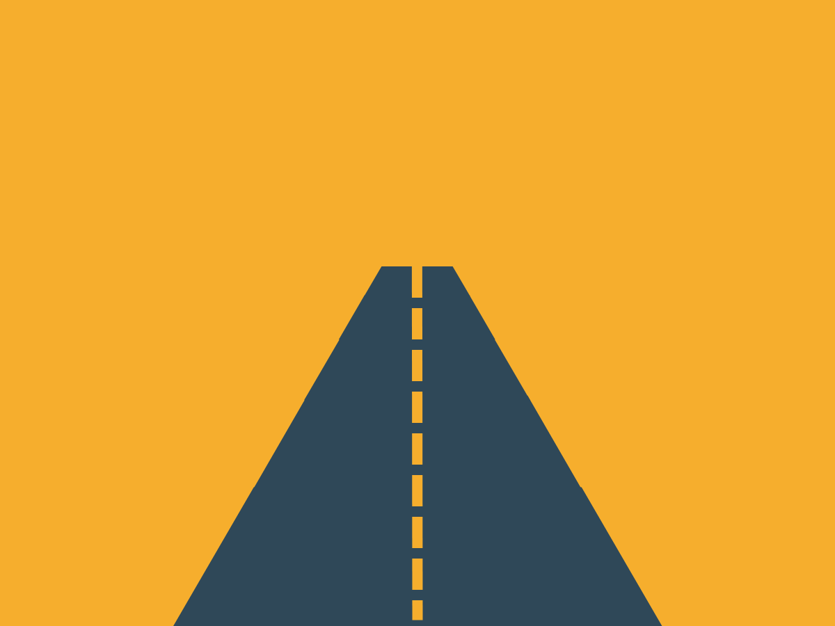 yellow background with a blue road in the middle