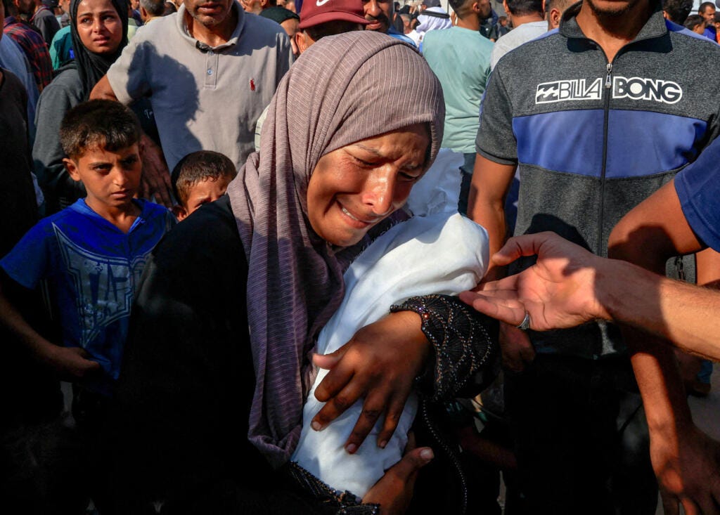 Palestinian mother Alaa Al-Najjar mourns her three-month-old baby Yehia, who died due to malnutrition amid a hunger crisis, according to medics, at Nasser Hospital in Khan Younis, in the southern Gaza Strip, on 20 July 2025.