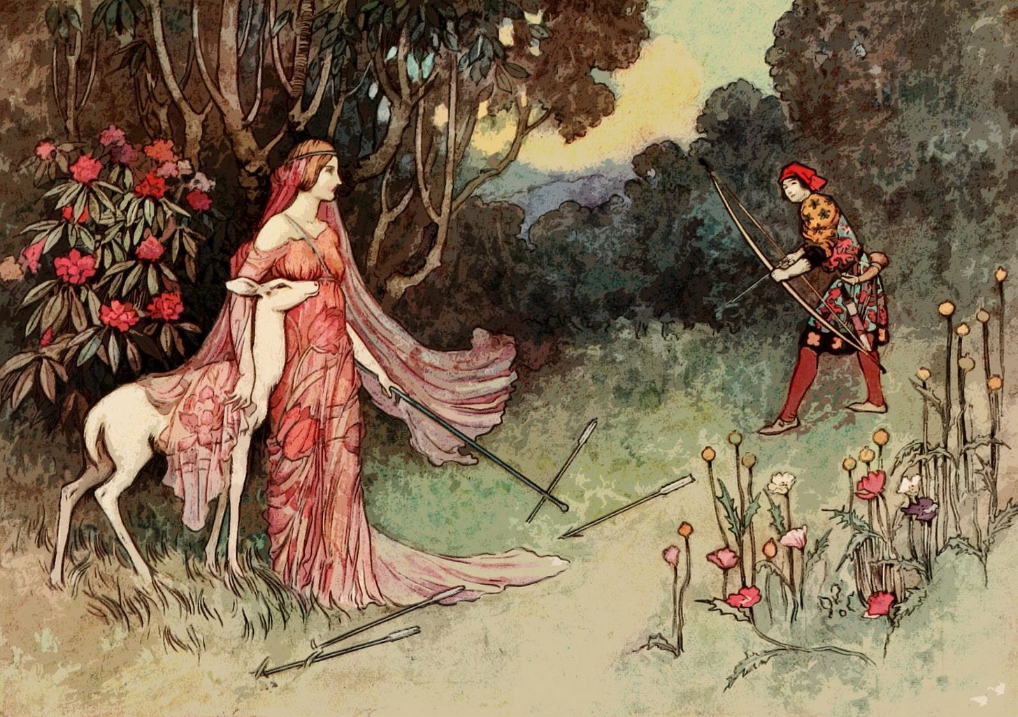 Vintage openbaar domein illustratie door Warwick Goble. Vintage openbaar domein illustratie door Warwick Goble.