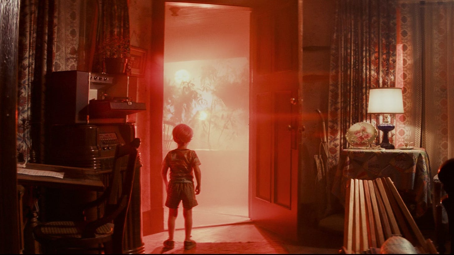 Close Encounters of the Third Kind | Still features a young Barry observing an alien aura outside his door.