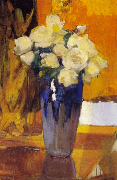Oil Painting of White Roses by Joaquin Sorolla