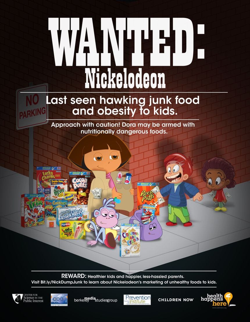 Nickelodeon is wanted again for marketing junk food and obesity to kids. Share if you agree it's time for Nickelodeon to dump the junk food ads and be a responsible media company! Diet Cookies, Food Park, Food Infographic, Applied Nutrition, Biggest Loser, Childhood Obesity, Media Company, Health Eating