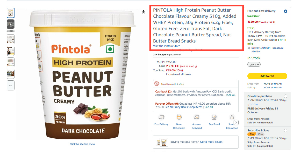 Visual example of optimized Amazon product title highlighting keyword placement for better SEO Visual example of optimized Amazon product title highlighting keyword placement for better SEO