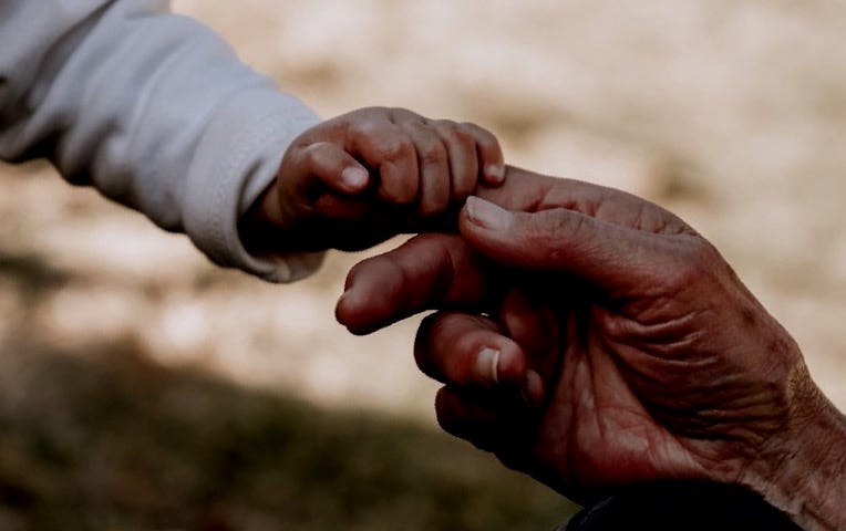 a close-up of hands shaking