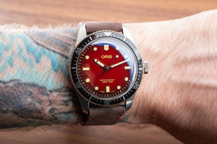  Oris Divers Sixty-Five RedBar LE. Photo by Atom Moore 