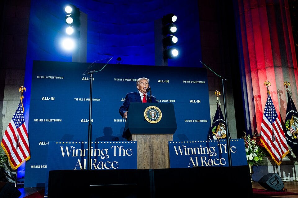 File:President Donald Trump delivers remarks at the White House AI Summit at Andrew W. Mellon Auditorium in Washington (54676811156).jpg