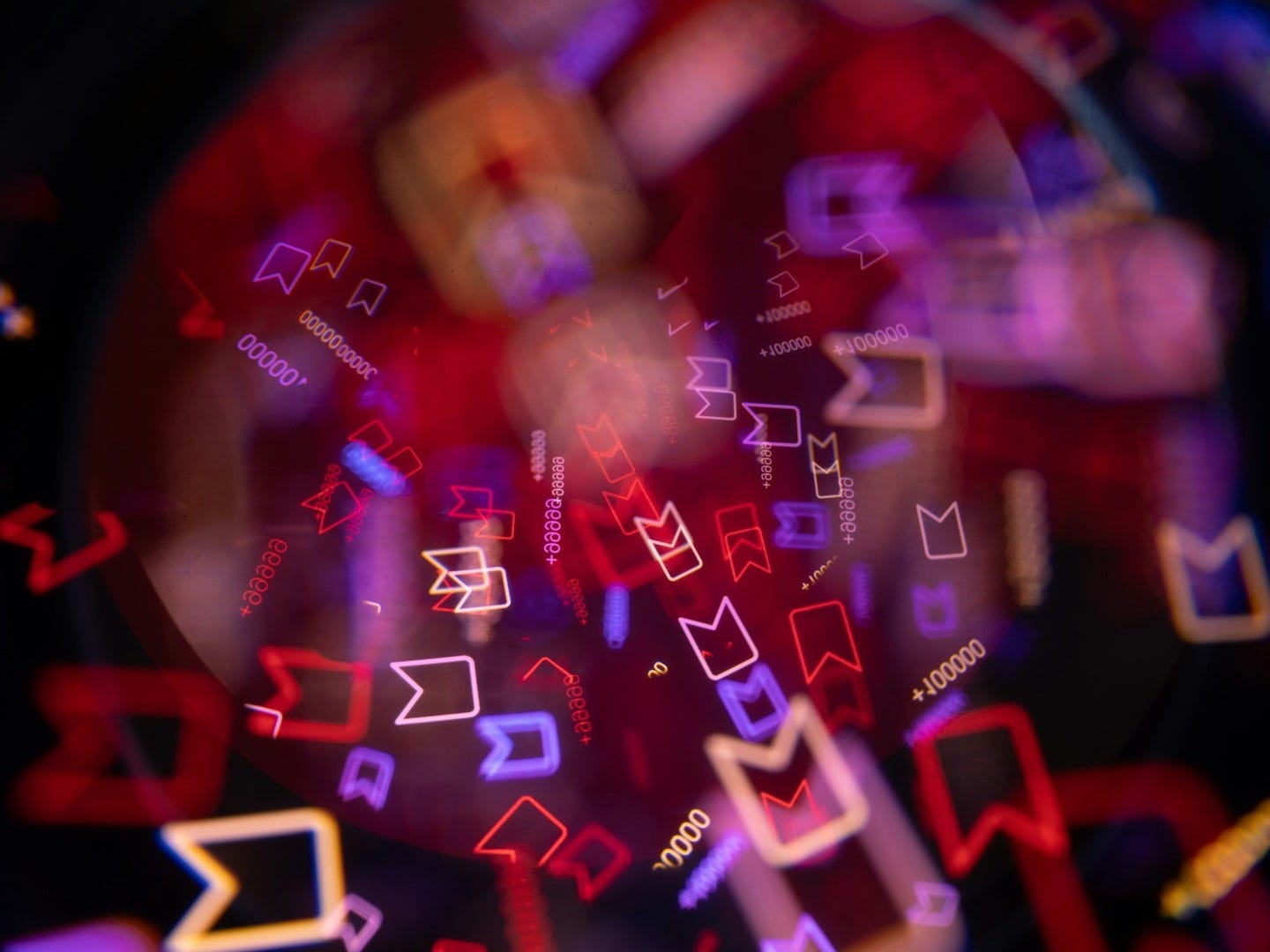 Abstract bokeh of social media save icons