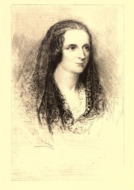 A portrait of Mary Shelley.