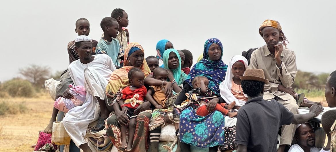 Displaced families flee North Darfur's El Fasher town in search of safety. Across Sudan, more than 12 million people have been driven from their homes by the war between rival militaries that erupted in April 2023.