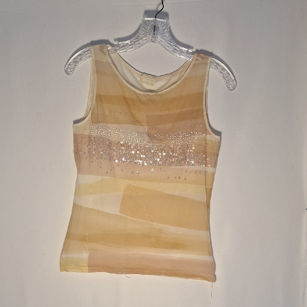 Elegant Gianfranco Ferre jeans Cream Sleeveless Top Sheer - Picture 1 of 11