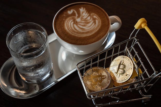 A warm welcome with a coffee cup and crypto symbols