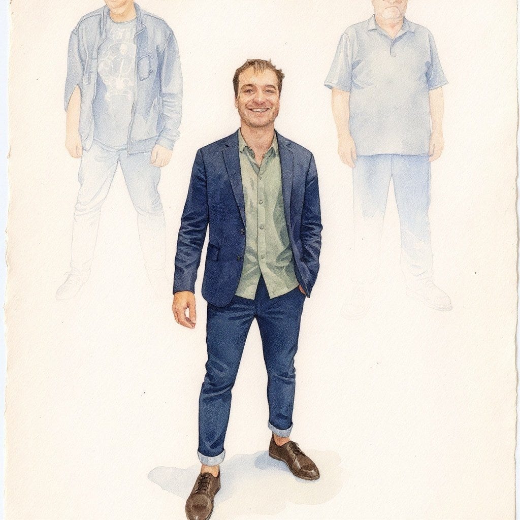 Flux Pro illustration, figure in suit