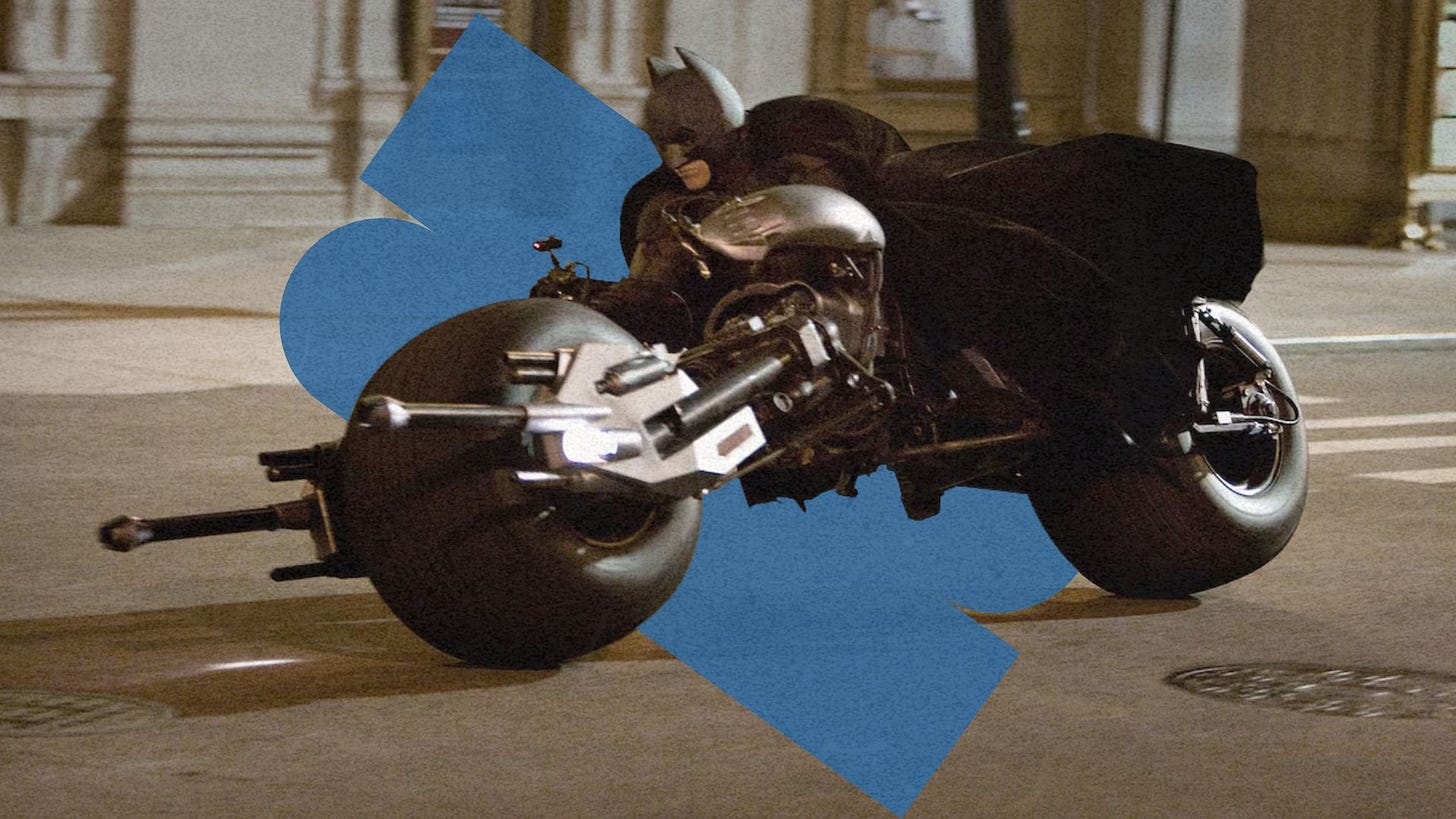 Batman (Christian Bale) riding the Batpod in THE DARK KNIGHT | The Dark Knight Character Analysis Batman (Christian Bale) riding the Batpod in THE DARK KNIGHT | The Dark Knight Character Analysis