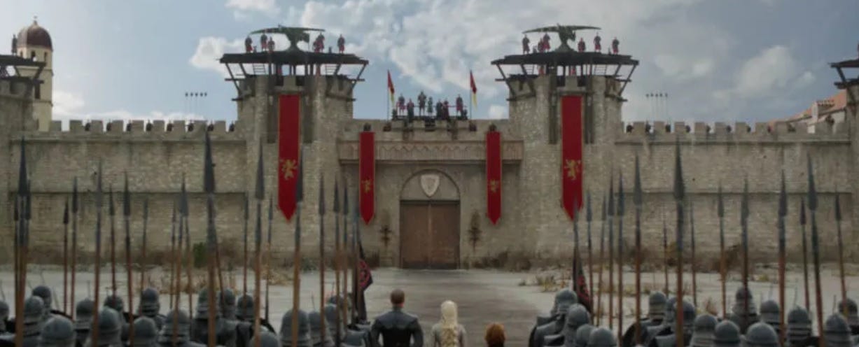 A scene from The House of Dragons at Portugal’s Castle of Monsanto.
