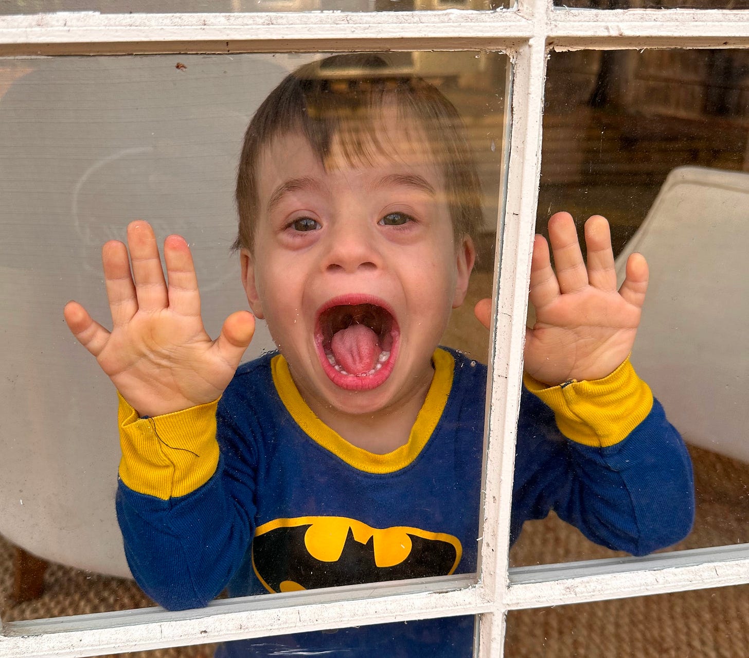 Luke recently cheering me up during yard work outside. Luke recently cheering me up during yard work outside.