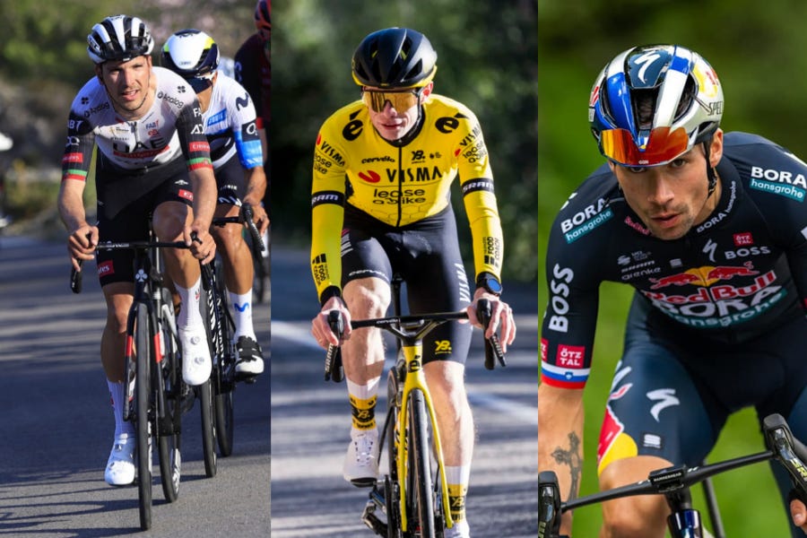 GC contenders; João Almeida, Jonas Vingegaard and Primož Roglič (Image Credit: Voltaaoalgarve.com)
