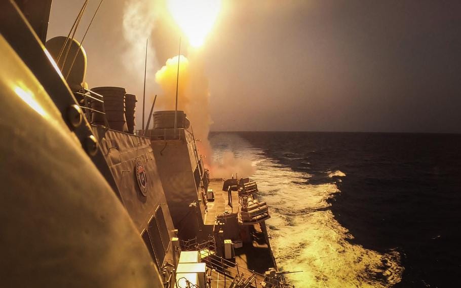 US warship strikes drone