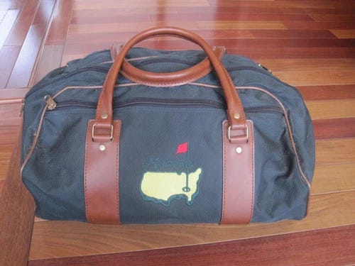 Vintage MASTERS Golf Augusta National Duffle Bag Travel Luggage Leather RARE - Picture 1 of 10