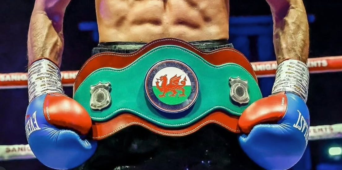 The Welsh title is around the waist of a boxer.