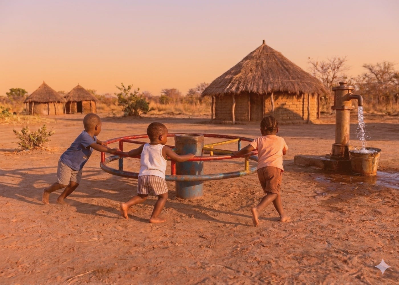 Representación simplificada de un carrusel bombeando agua. Representación simplificada de un carrusel bombeando agua.