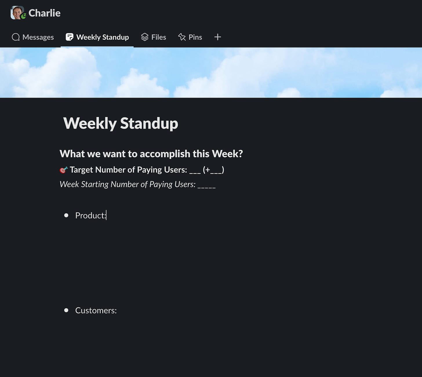 Weekly meeting to start the week for Pretty Prompt