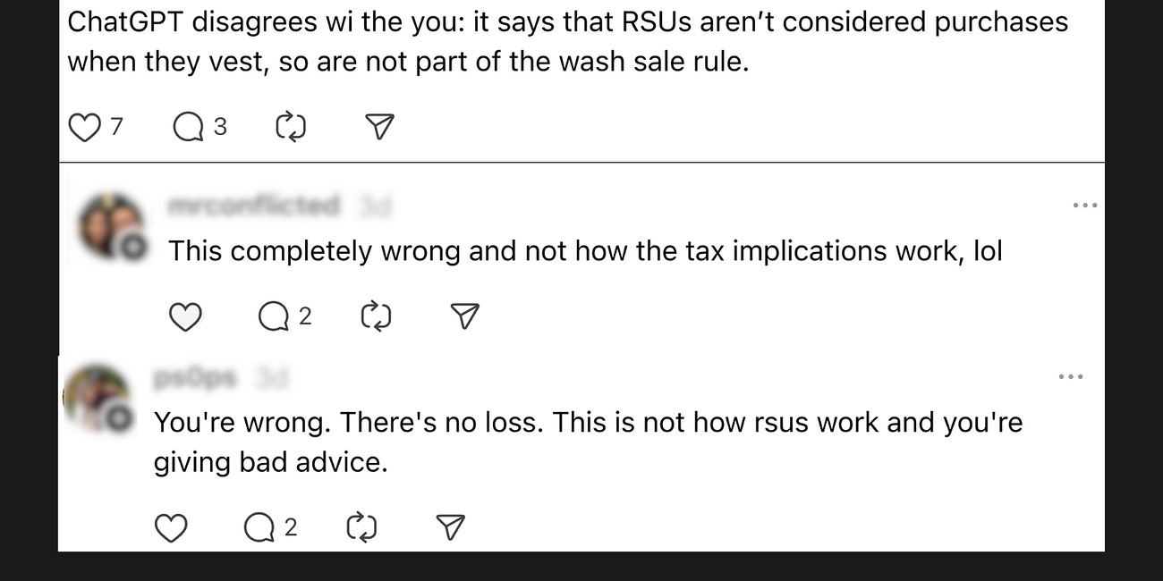 Is ChatGPT Wrong? Do RSU Vests Trigger Wash Sales Part 2