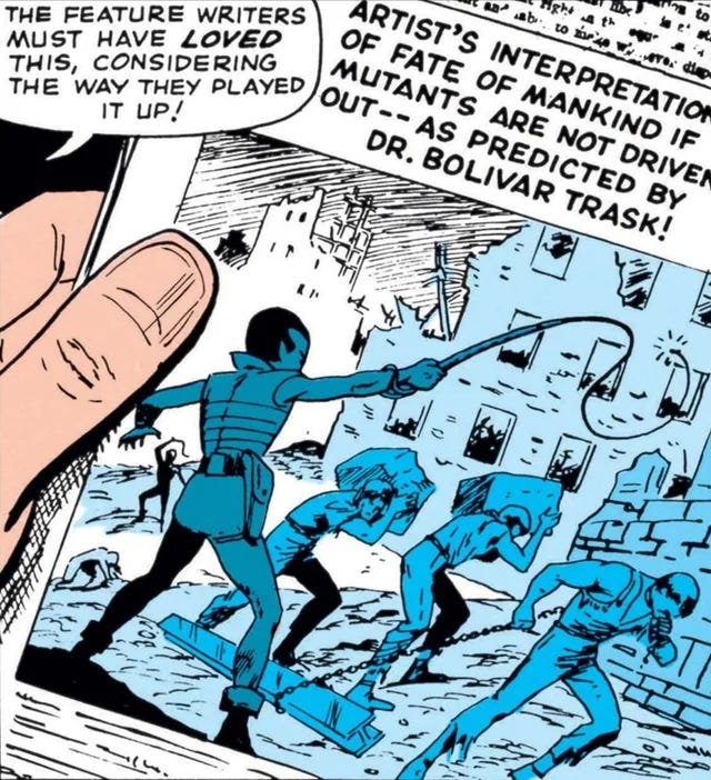 A series of panels from X-Men #14 look and sound eerily similar to the Binder article in Mechanix Illustrated.