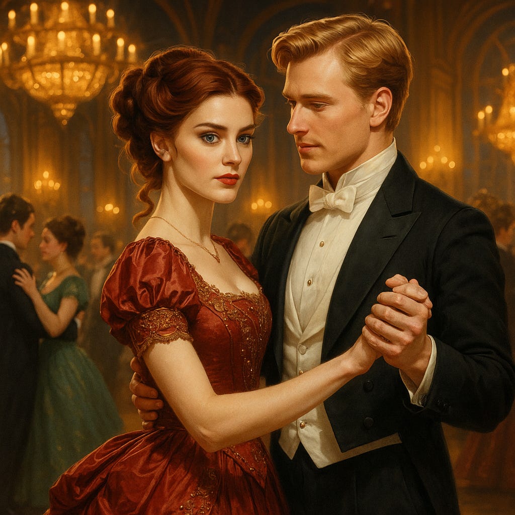 Berenice dances with Lord Bardwhistle, but she looks afraid