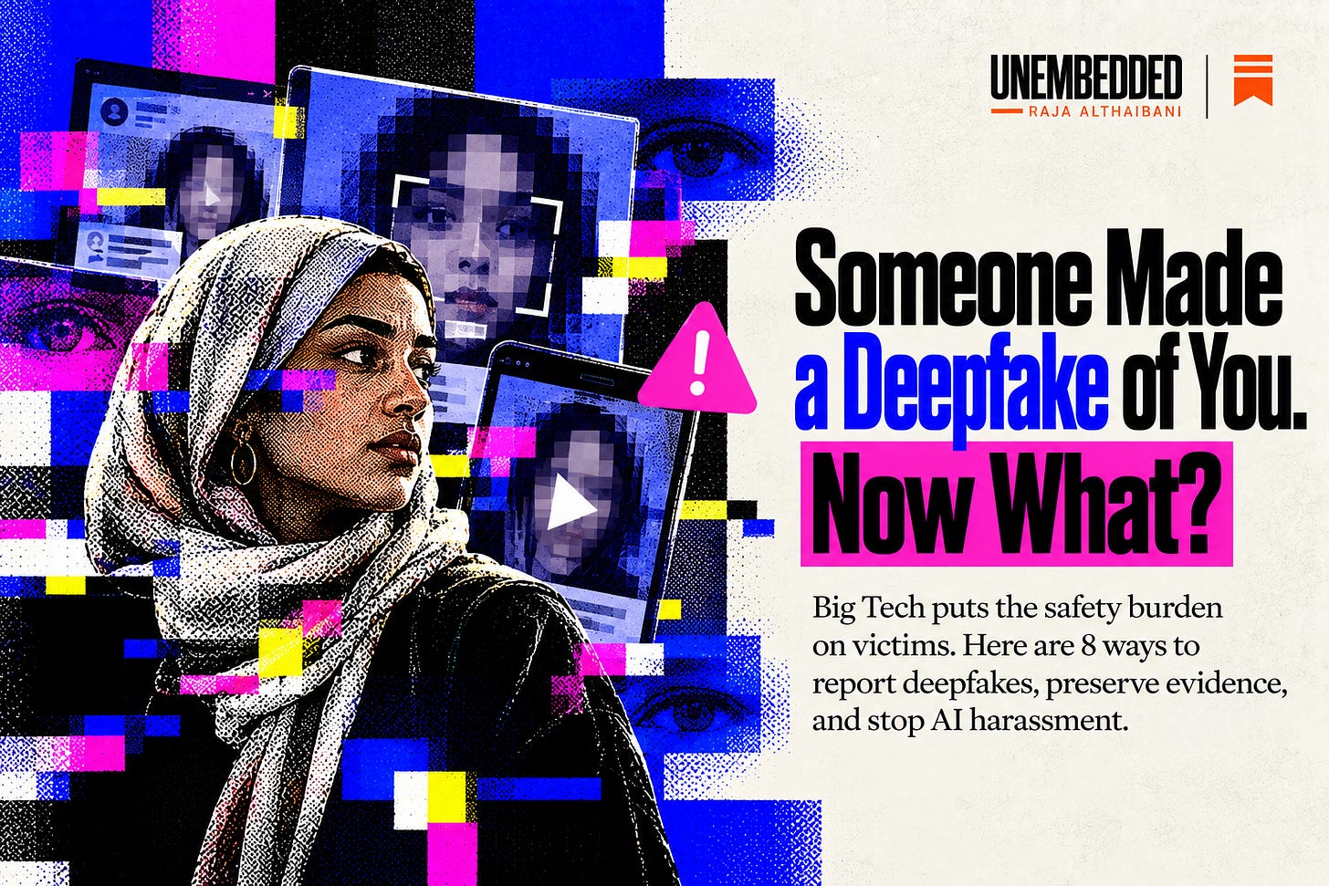 Infographic detailing how to document and preserve digital evidence of social media deepfakes. Someone made a deepfake of you? now what? by Raja althaibani 