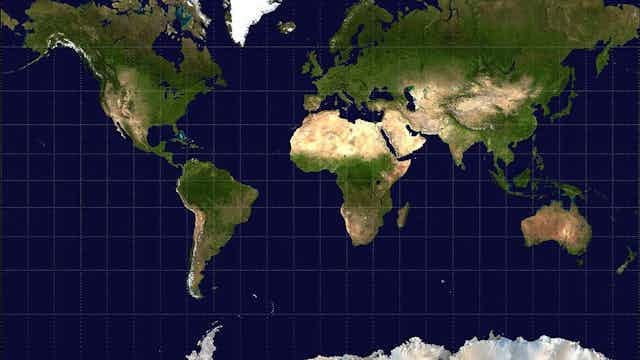 Mercator projection of the Earth. Mercator projection of the Earth.