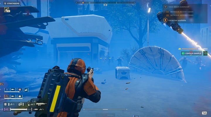 Helldiver firing at Illuminate in Helldivers 2