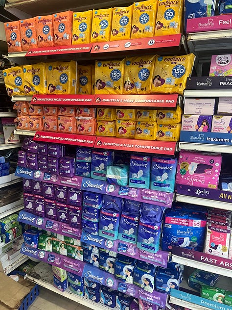The women's section of a Pakistani grocery store