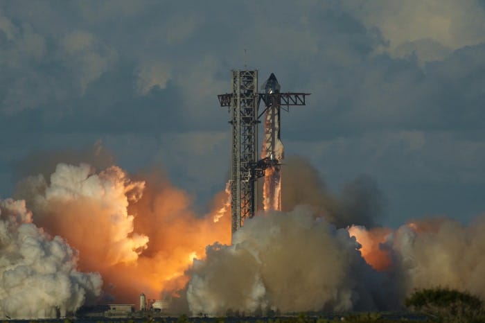 SpaceX conducted a test flight of its Starship rocket in October. 