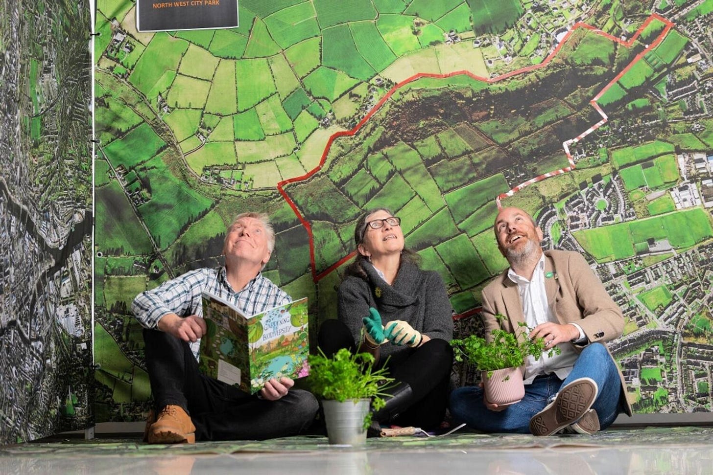 Oliver Moran with Tony Holton and Louise Jordan, of Blackpool Community Centre at the launch of the Community Climate Action Fund. 