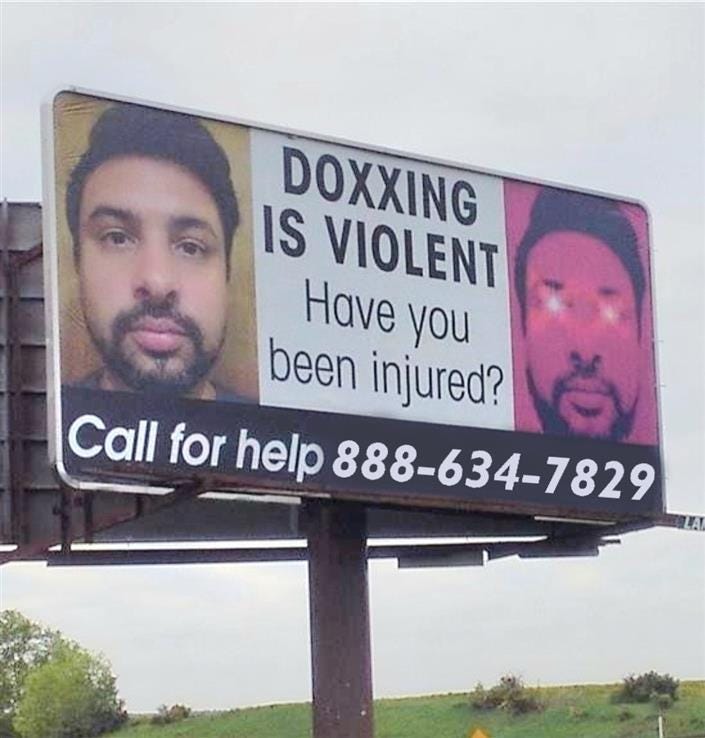 TikTok Harassment Court Case - This billboard appearaed in Mansfiled, Pennsylvania, near to where Danesh Noshirvan lives.