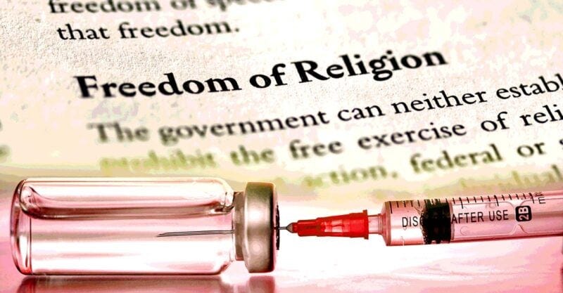vaccine and words "freedom of religion"