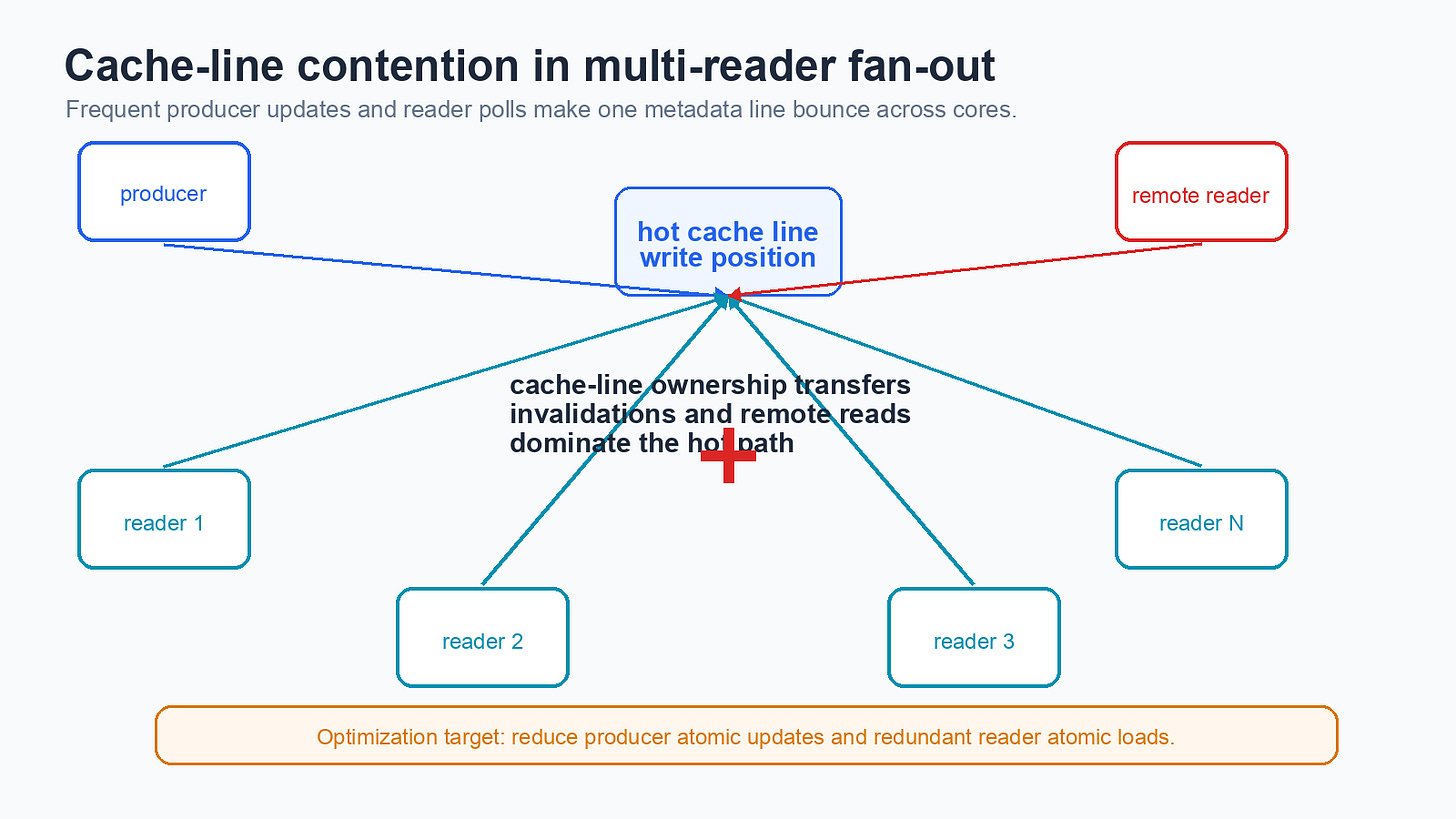 Cache-Line Contention in Multi-Reader Fan-Out