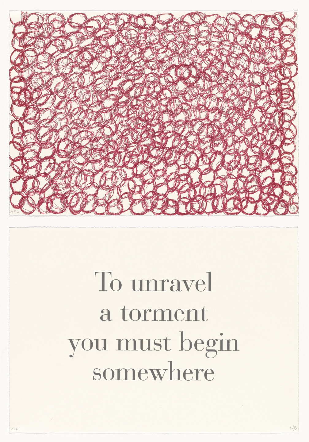 Louise Bourgeois. To Unravel a Torment You Must Begin Somewhere, no. 8 of  9, from the series, What Is the Shape of This Problem?. 1999 | MoMA