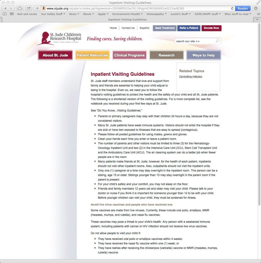 St. Jude Patient Guide Informs Parents about Vaccine Risk for Immune Compromised Children Who are in Cancer Treatment St. Jude Patient Guide Informs Parents about Vaccine Risk for Immune Compromised Children Who are in Cancer Treatment