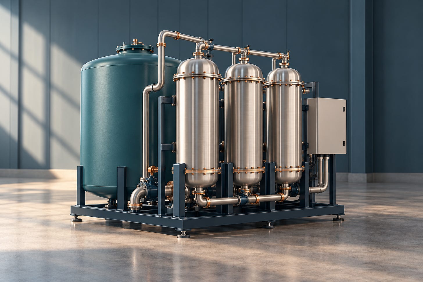 Illustrated water-treatment equipment.