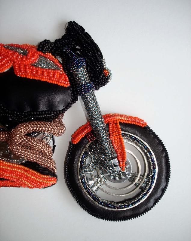 beading blog beaded Buell X-1 lightning motorcycle wheel pop art beadwork bead embroidery beading blog beaded Buell X-1 lightning motorcycle wheel pop art beadwork bead embroidery