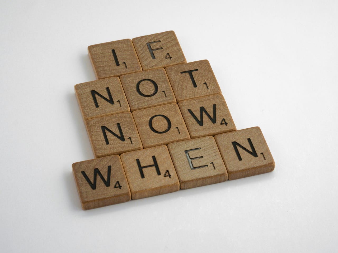Scrabble tiles read “If Not When” Scrabble tiles read “If Not When”