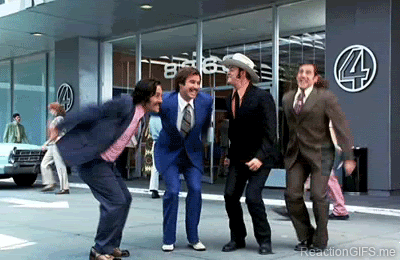 Celebration jump Anchorman. Legend of Ron Burgundy | Yes Reaction Gifs