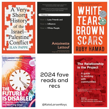 2024 fave reads and recs @katelarsenkeys with 5 book covers